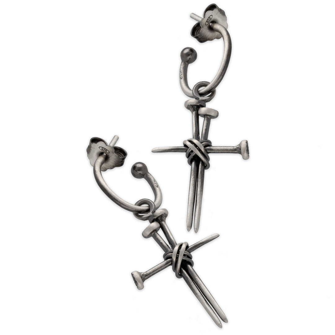 Men's studded cross earring