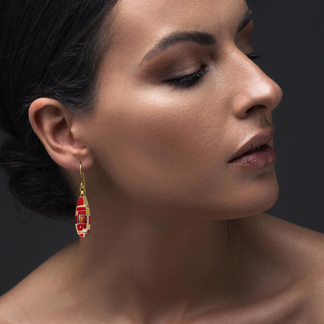 Pendientes con mosaicos de ámbar