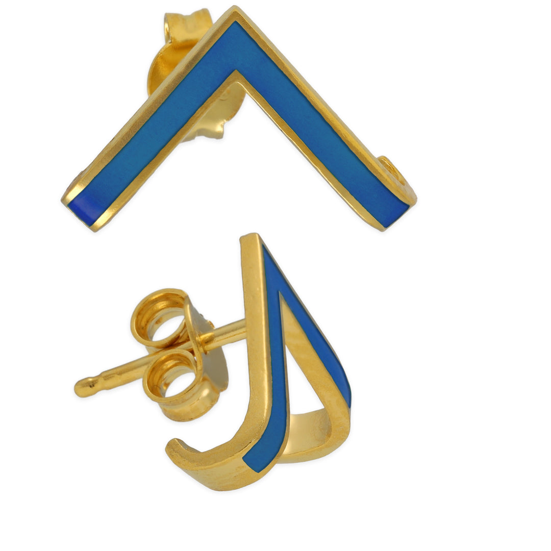 Men's triangle earrings with enamel