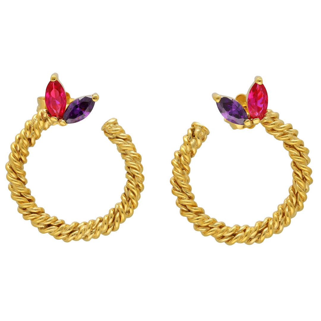 Stiftörhängen av vridet tråd med zirkon