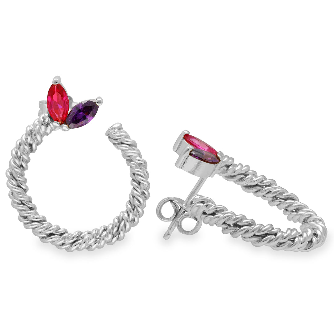 Stiftörhängen av vridet tråd med zirkon