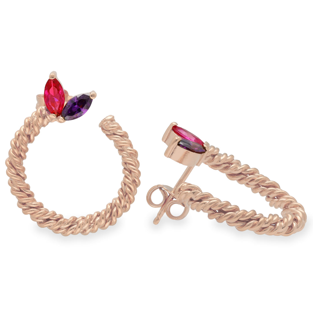 Stiftörhängen av vridet tråd med zirkon