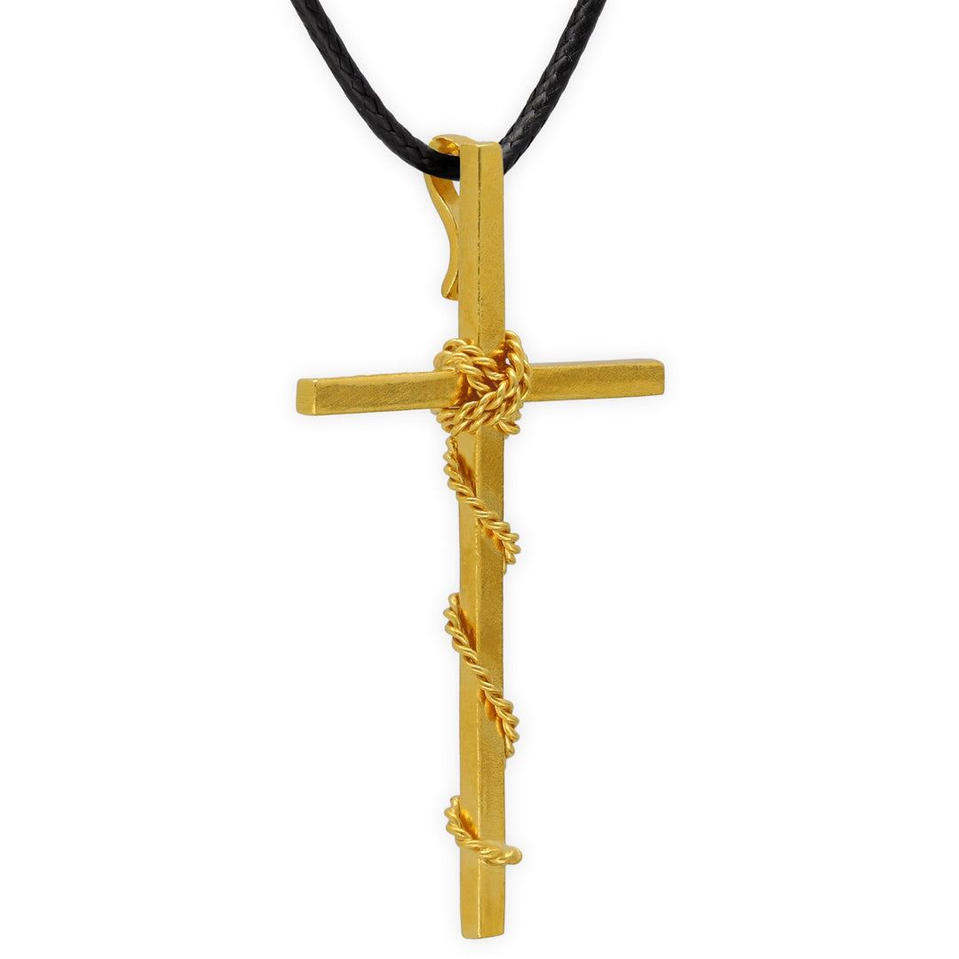 Pendentif croix en fil torsadé pour homme