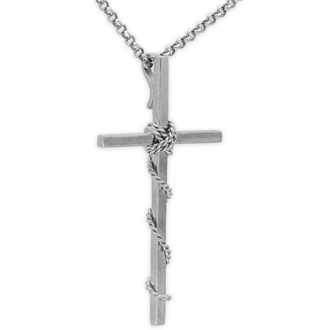 Pendentif croix en fil torsadé pour homme