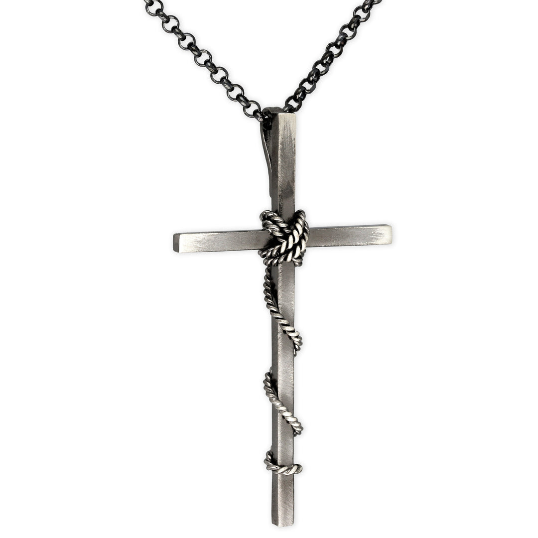 Pendentif croix en fil torsadé pour homme