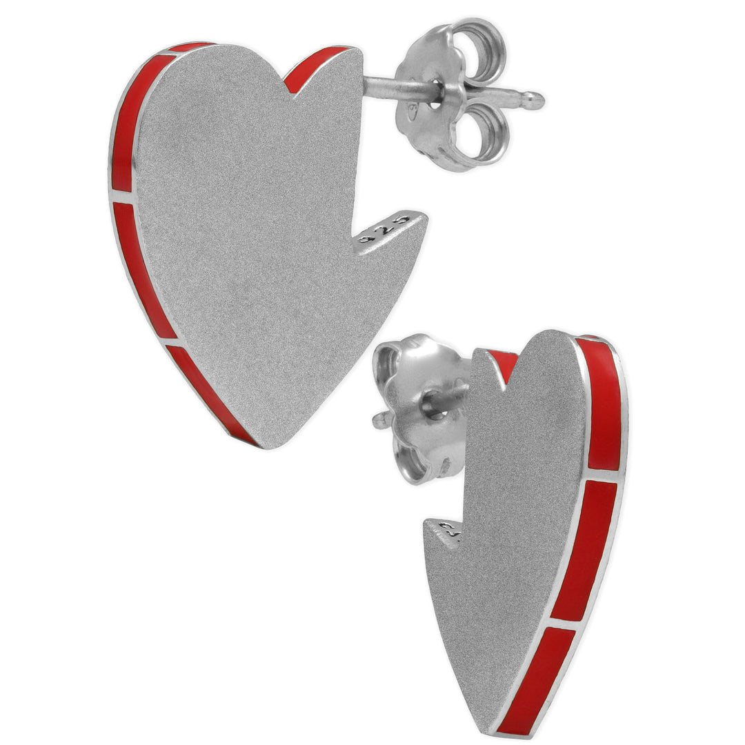 Stud earrings "hearts" with enamel