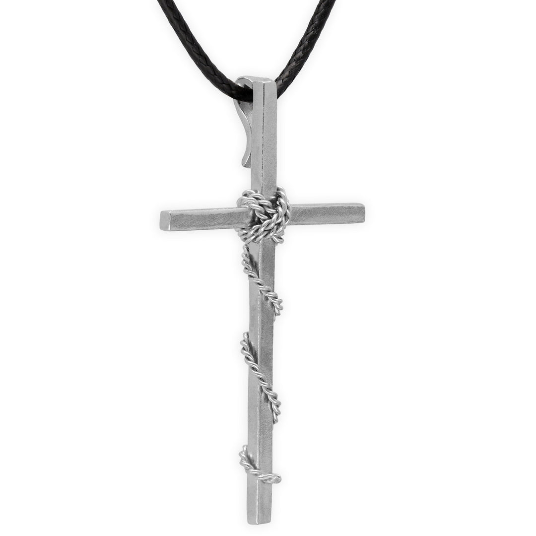 Pendentif croix en fil torsadé pour homme