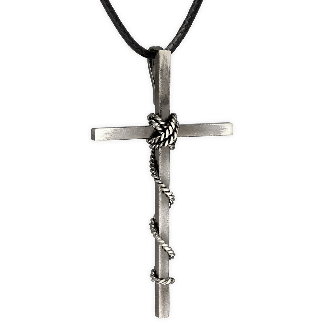 Pendentif croix en fil torsadé pour homme