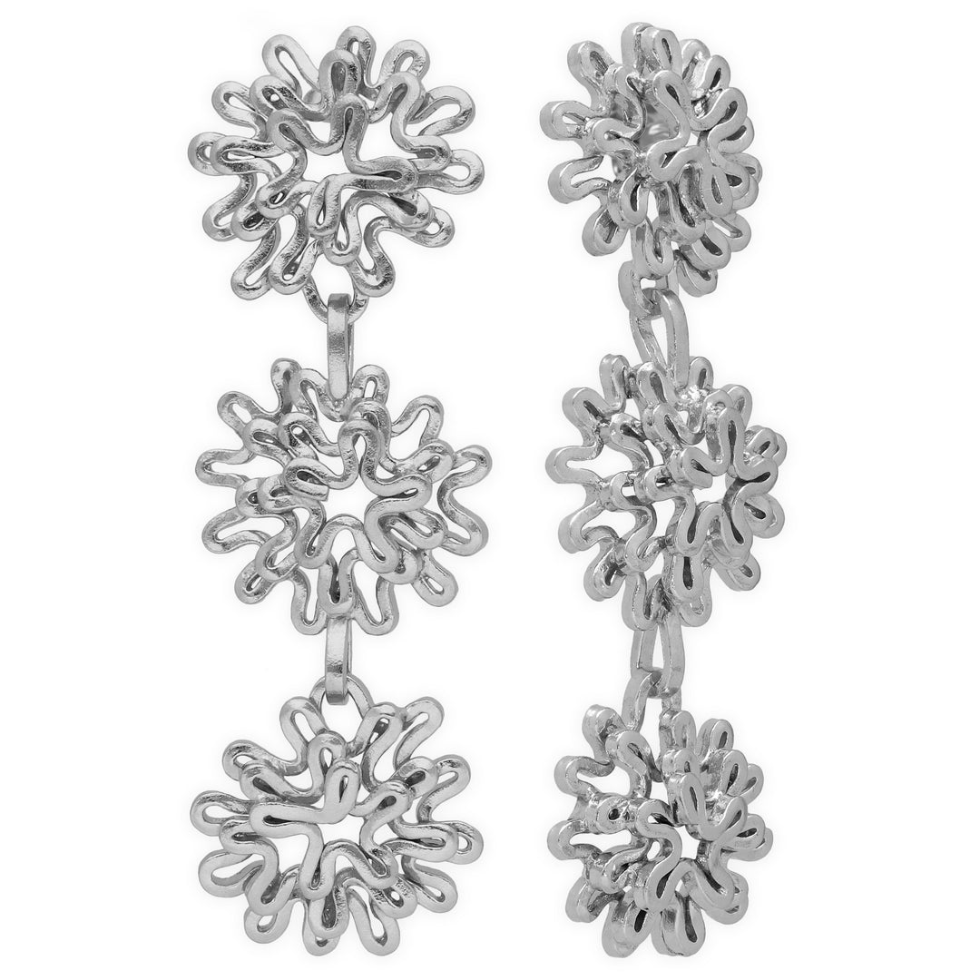 Boucles d'oreilles pendantes à fleurs épanouies