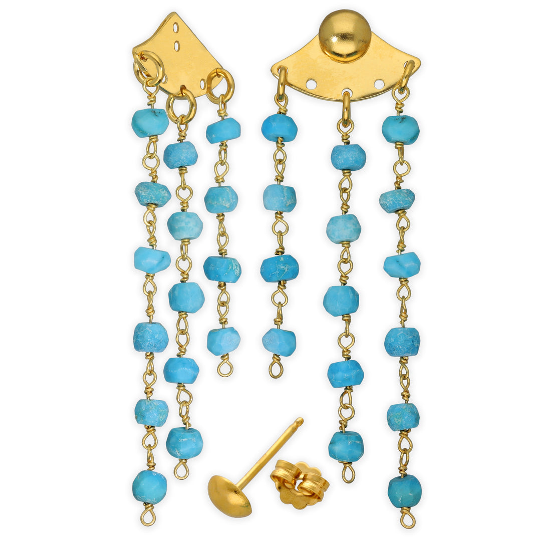 Boucles d'oreilles pendantes vestes turquoise