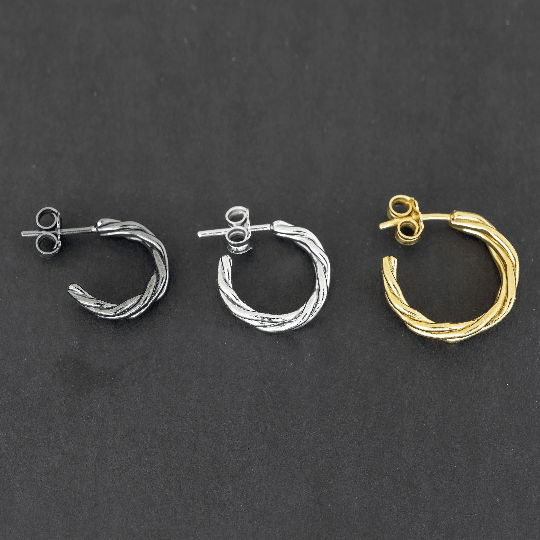 Ανδρικό σκουλαρίκι κρίκος πλεκτός - Emmanuela - handcrafted for you®