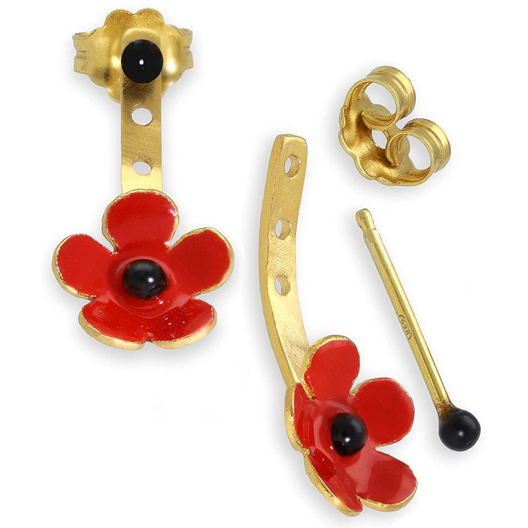 'Red flower' ear jackets