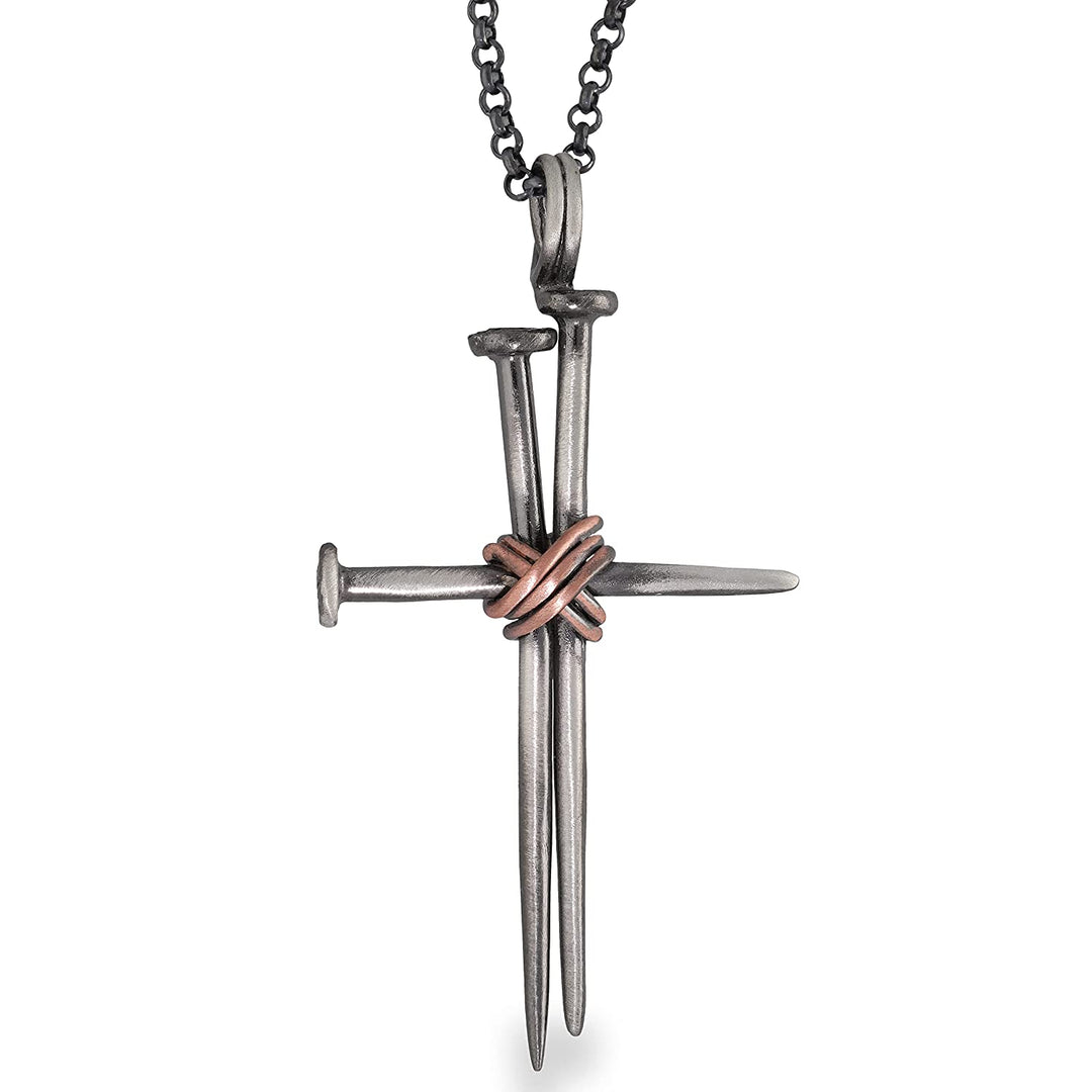 Pendentif croix cloutée pour homme