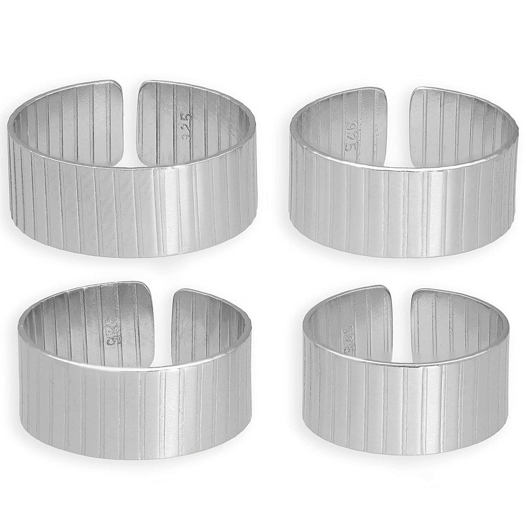 Set med 4 ribbade midi-ringar