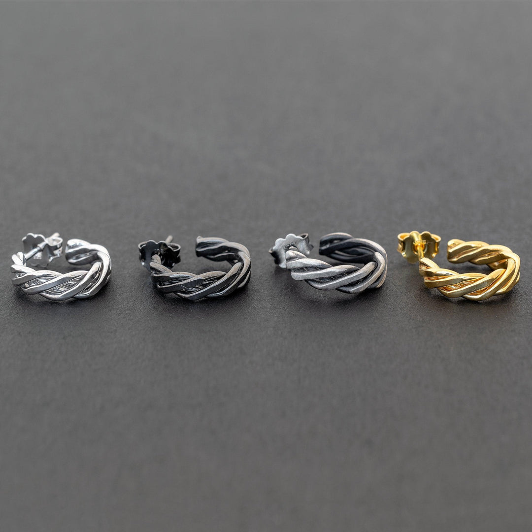 Ανδρικό σκουλαρίκι πλεκτός κρίκος - Emmanuela - handcrafted for you®