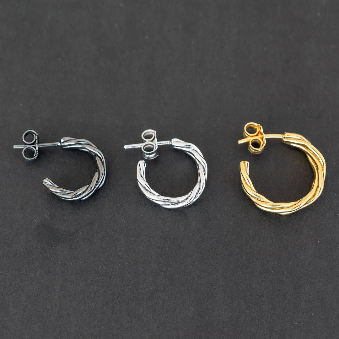 Ανδρικό σκουλαρίκι πλεκτός κρίκος - Emmanuela - handcrafted for you®