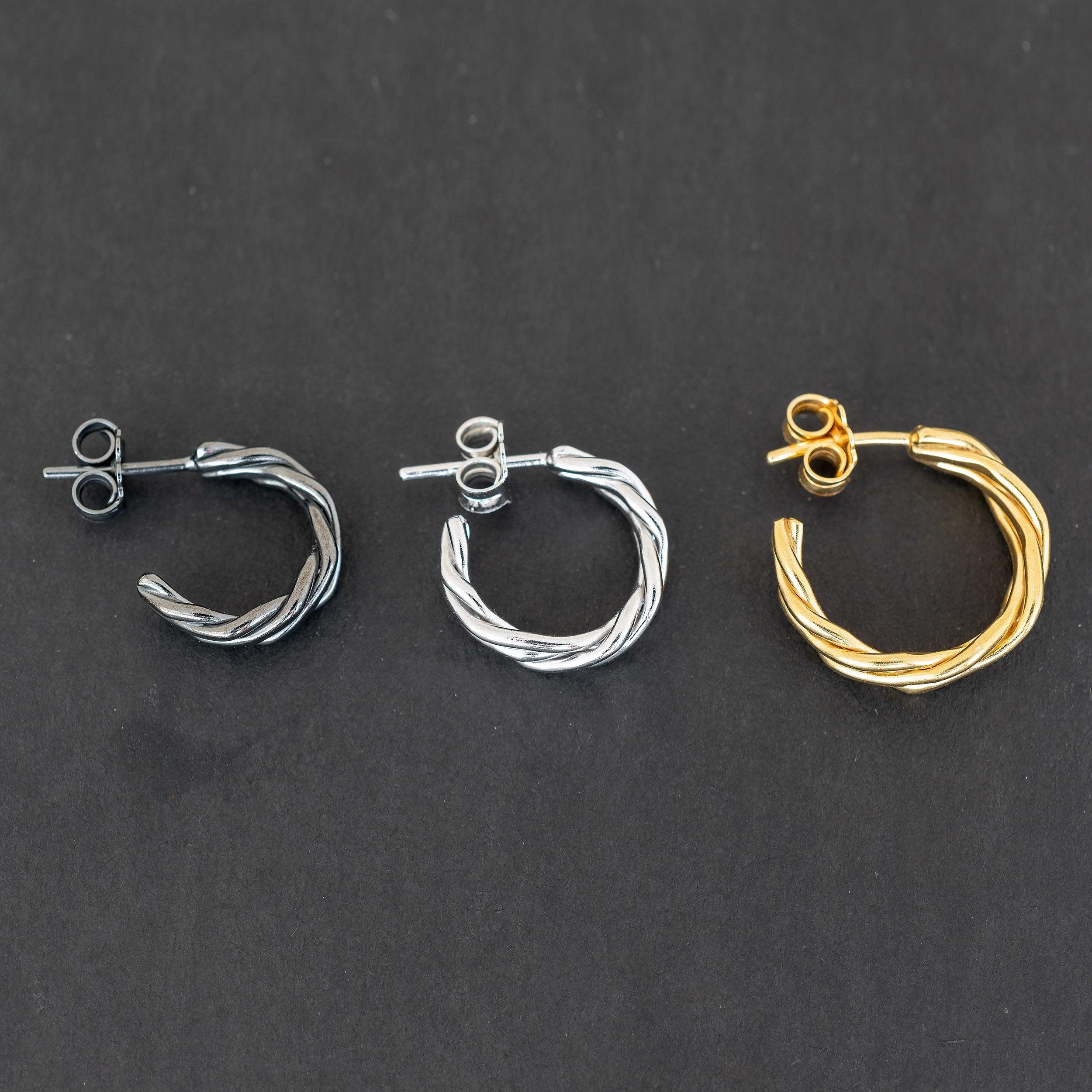 Ανδρικό σκουλαρίκι πλεκτός κρίκος - Emmanuela - handcrafted for you®