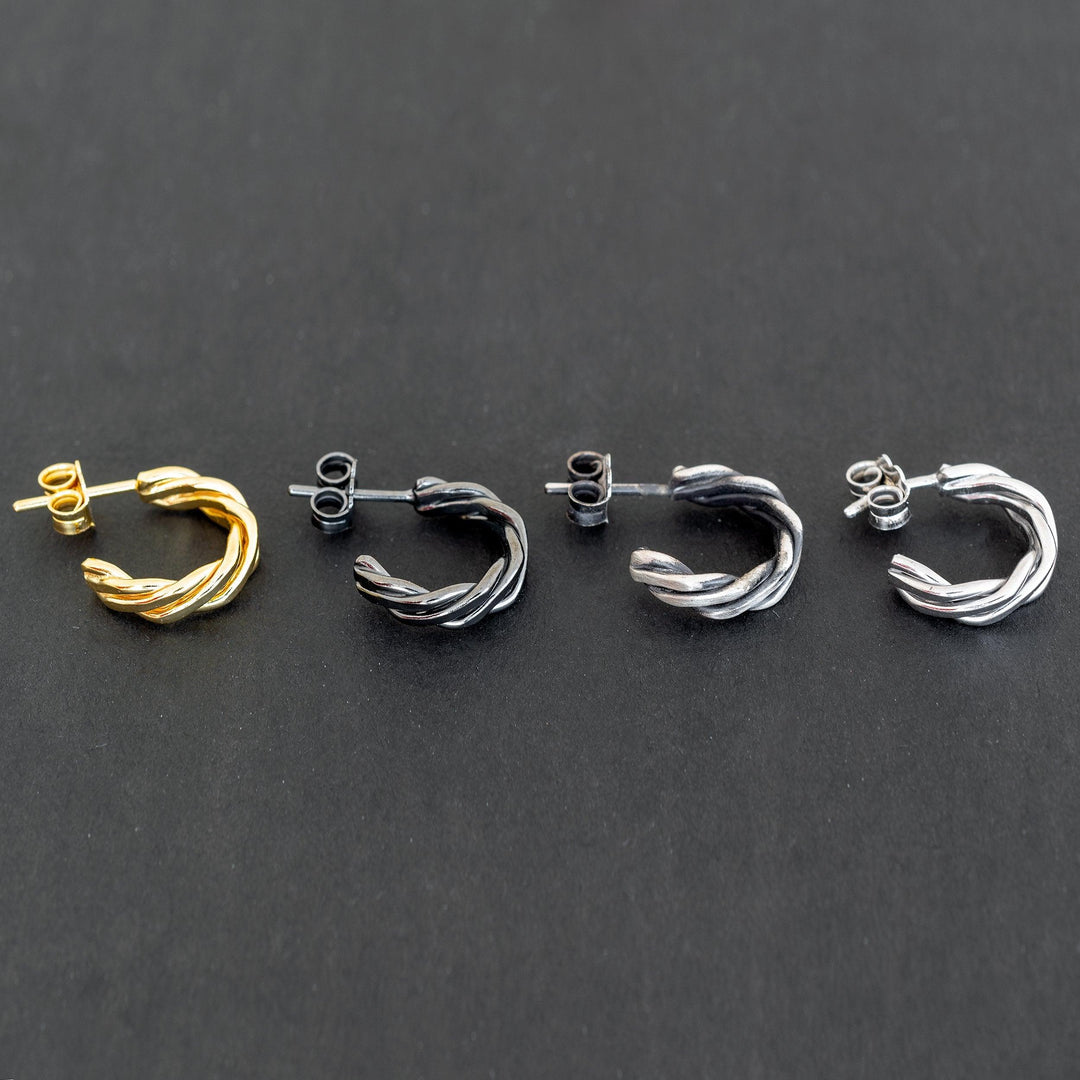 Ανδρικό σκουλαρίκι πλεκτός κρίκος - Emmanuela - handcrafted for you®