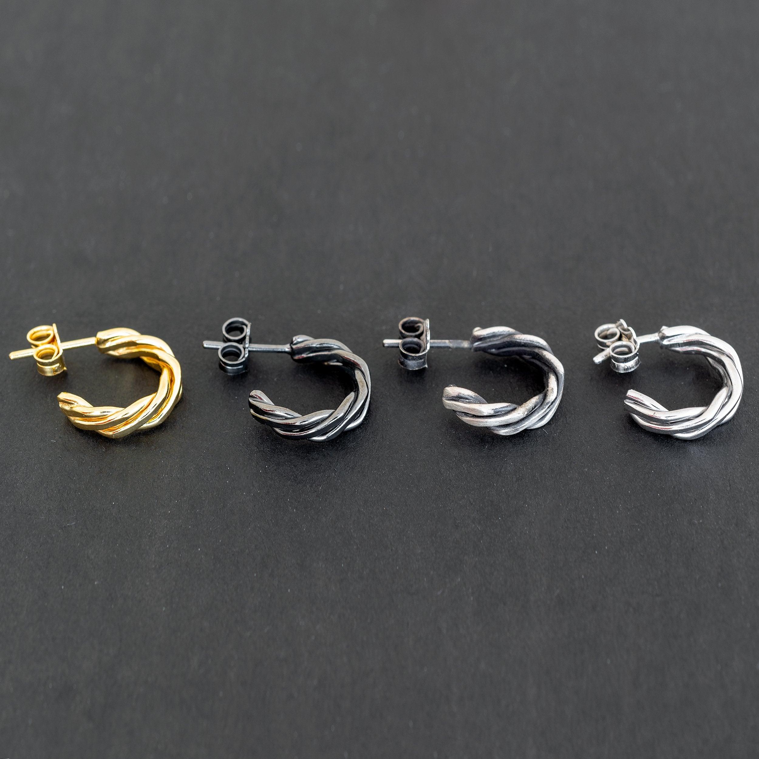 Ανδρικό σκουλαρίκι πλεκτός κρίκος - Emmanuela - handcrafted for you®