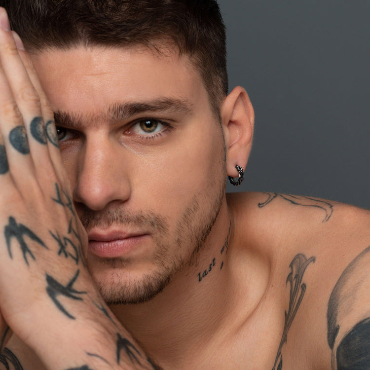 Ανδρικό σκουλαρίκι πλεκτός κρίκος - Emmanuela - handcrafted for you®