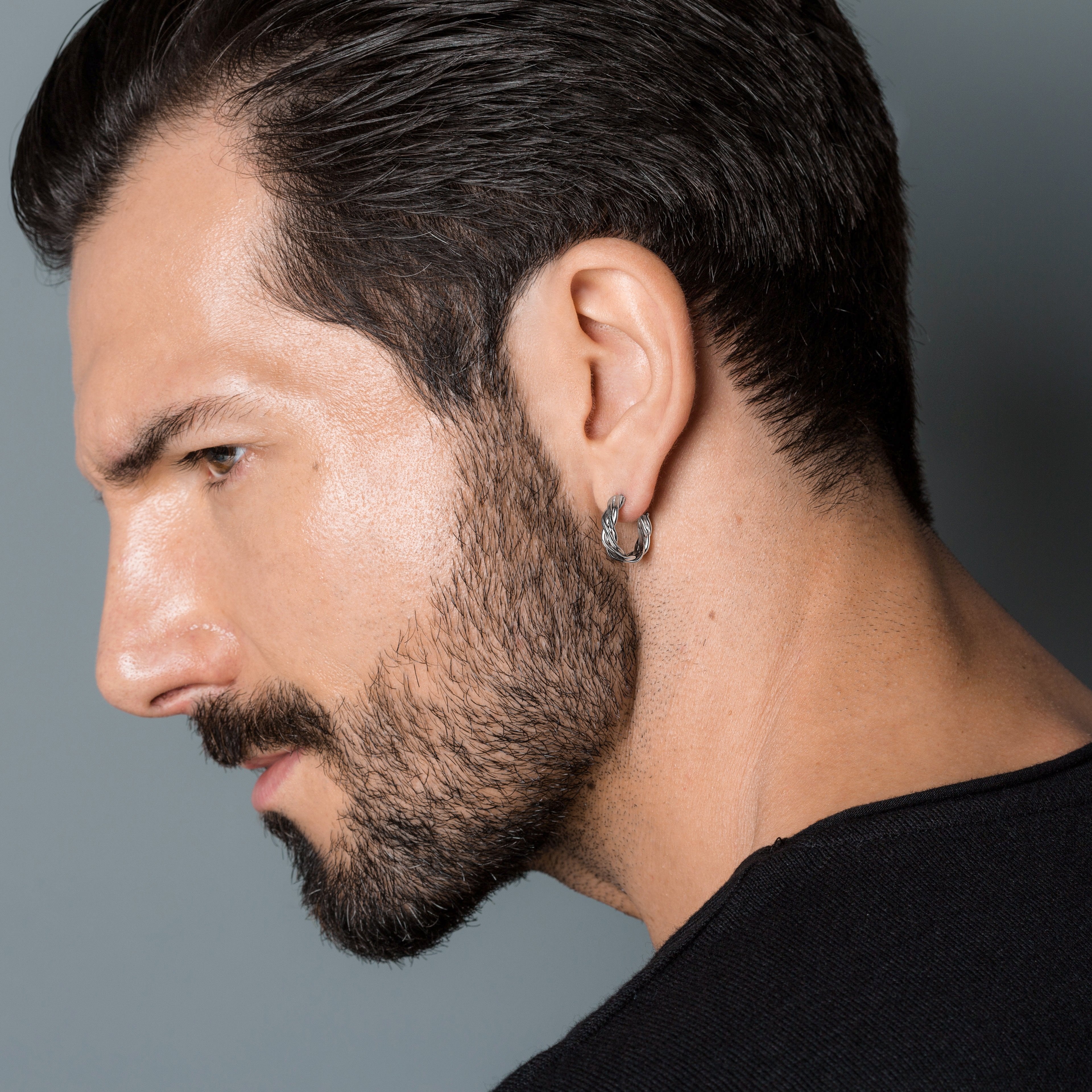 Ασημένιο ανδρικό σκουλαρίκι κρίκος | Ξεχωριστά κοσμήματα Emmanuela 