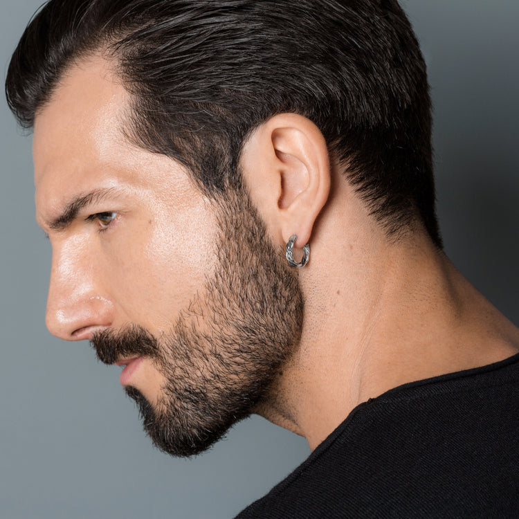 Ασημένιο ανδρικό σκουλαρίκι κρίκος | Ξεχωριστά κοσμήματα Emmanuela 