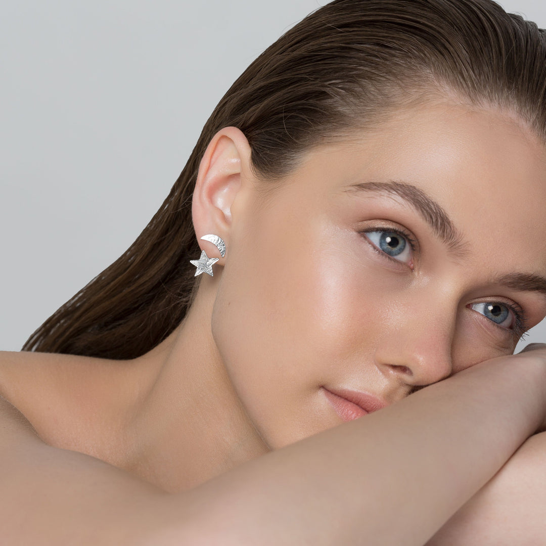 Jacket earrings "star & moon"