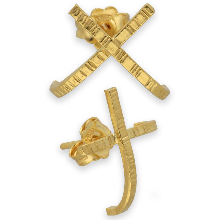 Ανδρικά σκουλαρίκια Χ από ασήμι 925 - κοσμήματα emmanuela