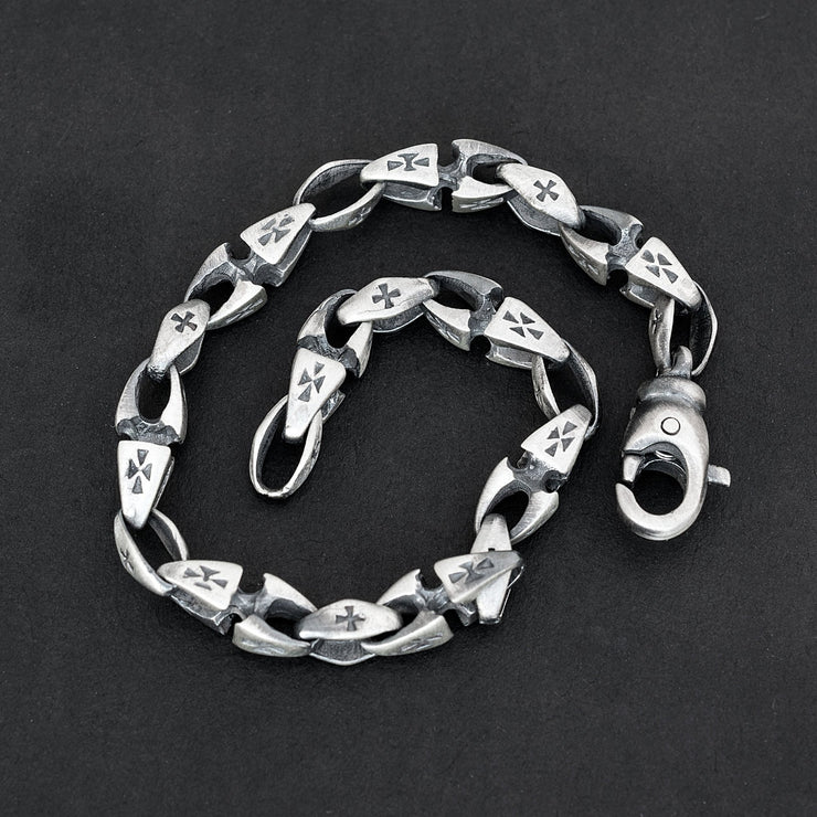 Ανδρικό βραχιόλι αλυσίδα με σταυρούς από ασήμι 925 - κοσμήματα emmanuela