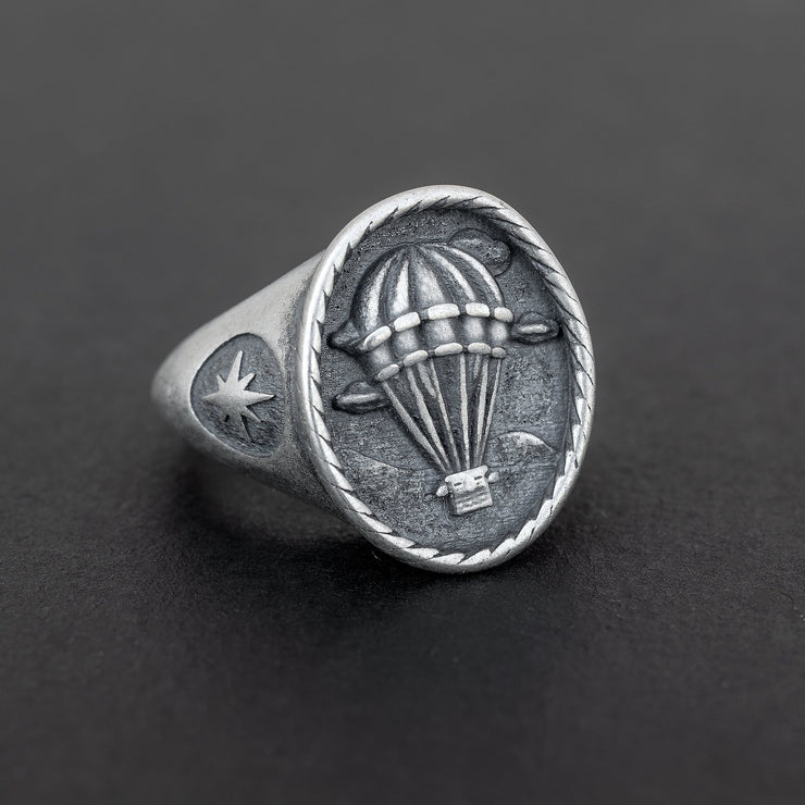 Ανδρικό δαχτυλίδι "αερόστατο" από ασήμι 925 - κοσμήματα emmanuela