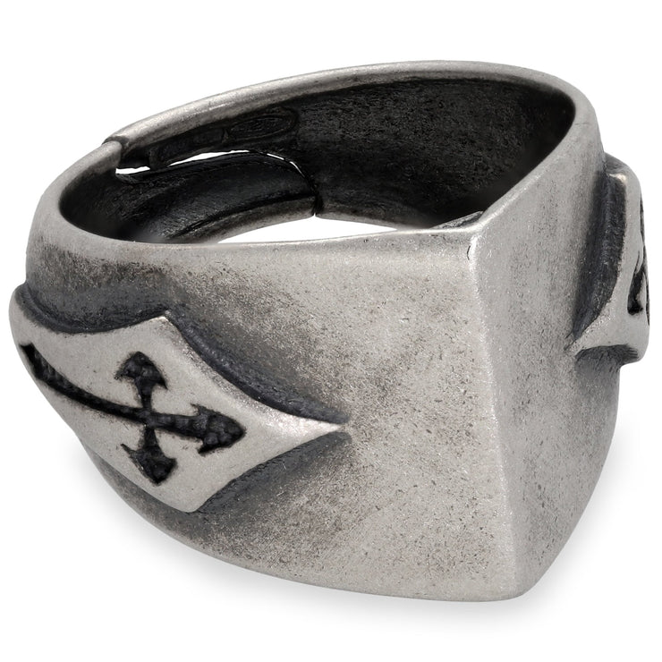Ανδρικό δαχτυλίδι "ασπίδα με βέλη" από ασήμι 925 - κοσμήματα emmanuela