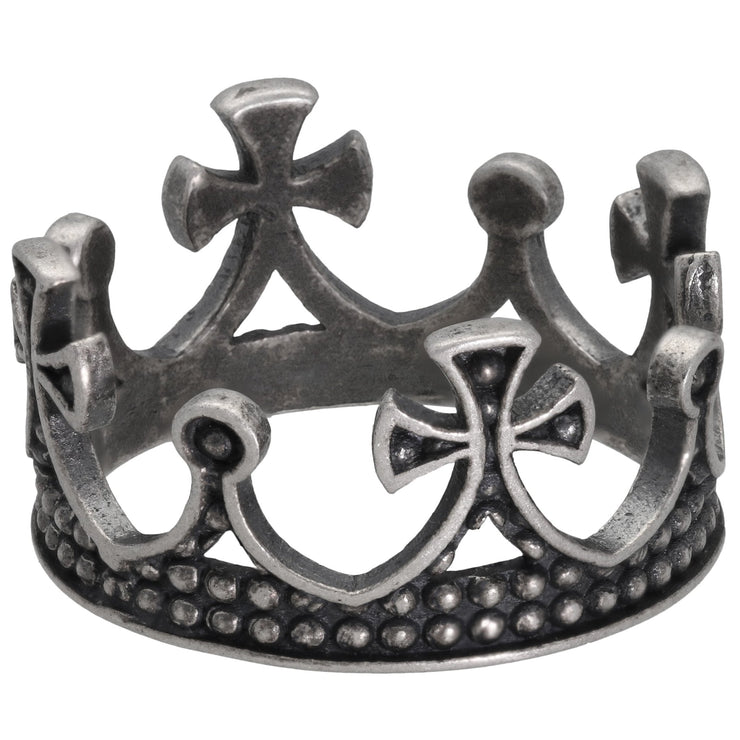 Ανδρικό δαχτυλίδι "κορώνα" με σταυρούς από ασήμι 925 - κοσμήματα emmanuela