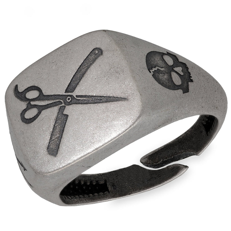 Ανδρικο δαχτυλίδι κουρέα από ασήμι 925 - κοσμήματα emmanuela