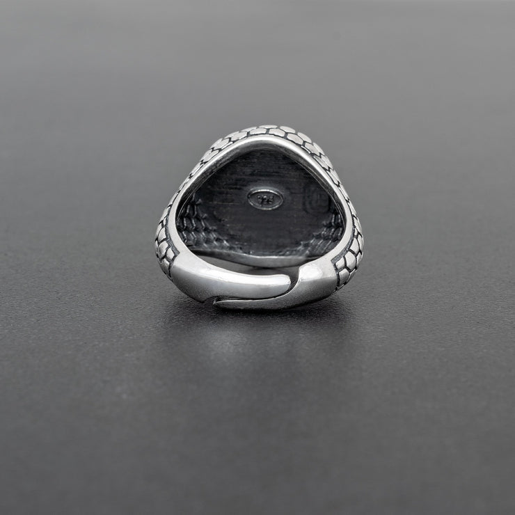 Ανδρικό δαχτυλίδι με στρόγγυλο αχάτη από ασήμι 925 - κοσμήματα emmanuela