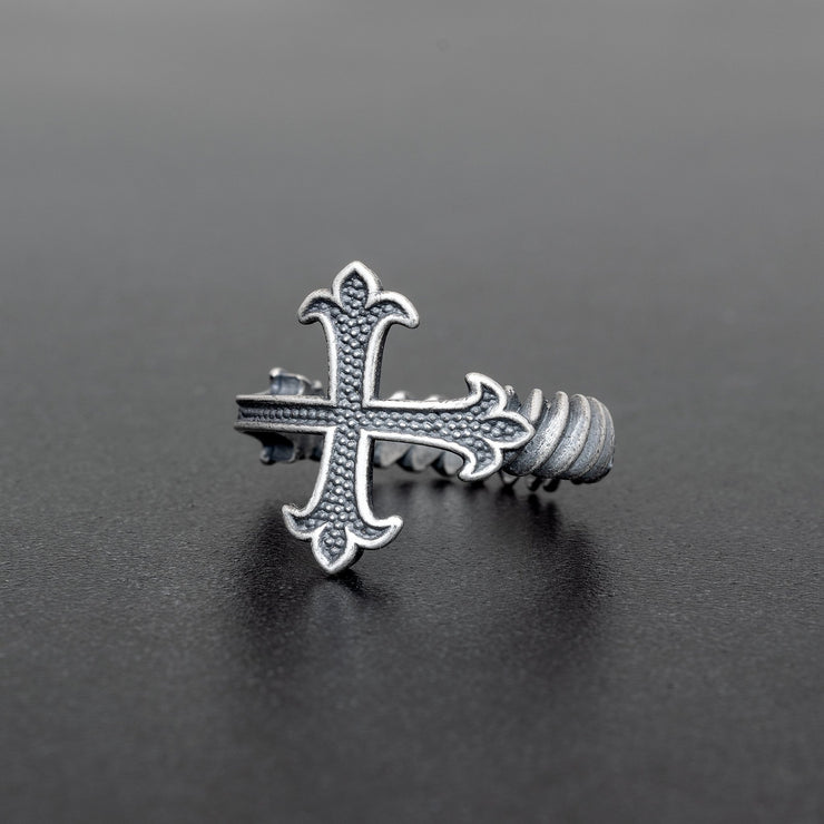 Ανδρικό δαχτυλίδι σταυρός από ασήμι 925 - κοσμήματα emmanuela