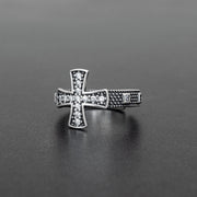 Ασημένιο ανδρικό δαχτυλιδι σταυρός με ζιργκόν | Emmanuela κοσμήματα