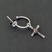 Ανδρικό σκουλαρίκι κρίκος με σταυρό από ασήμι 925 | Emmanuela κόσμημα