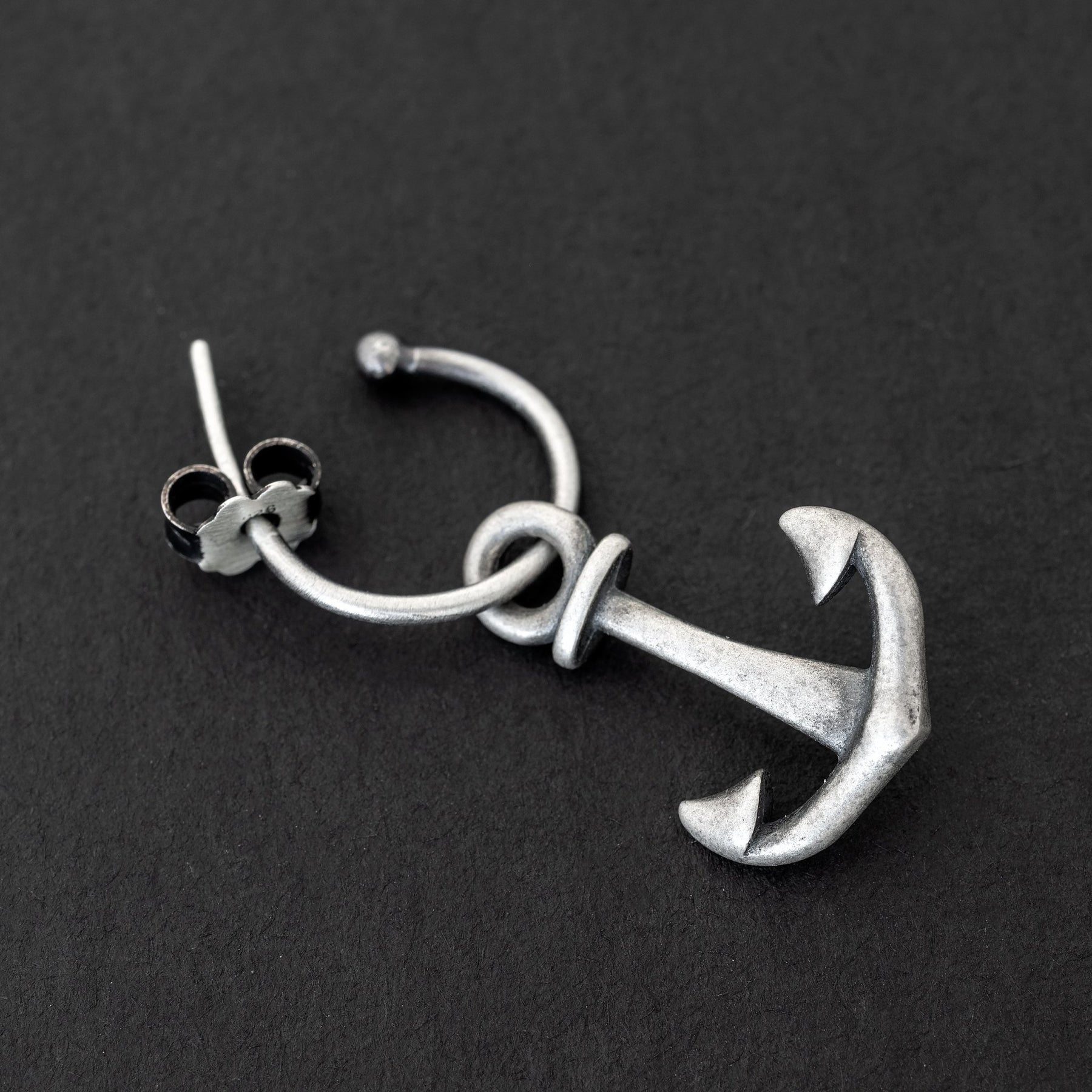 Sterling silver anchor earring for men  Emmanuela® nautical jewellery –  Emmanuela - handcrafted for you®