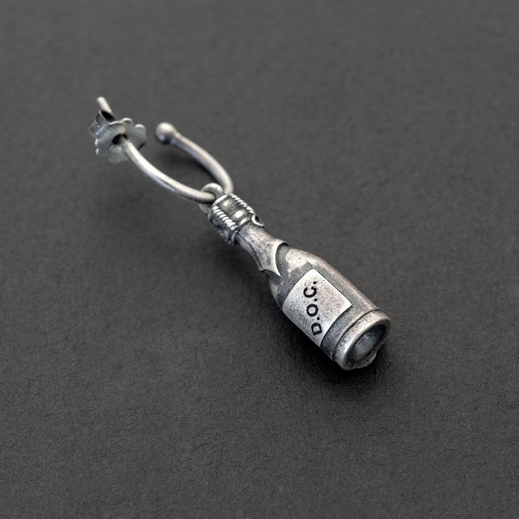 Ανδρικό σκουλαρίκι με "μπουκάλι σαμπάνιας" από ασήμι 925 - κοσμήματα emmanuela