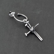 Ανδρικό σκουλαρίκι με σταυρό από καρφιά από ασήμι 925 - κοσμήματα emmanuela