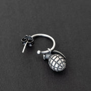 Ανδρικό σκουλαρίκι με "χειροβομβίδα" από ασήμι 925 - κοσμήματα emmanuela