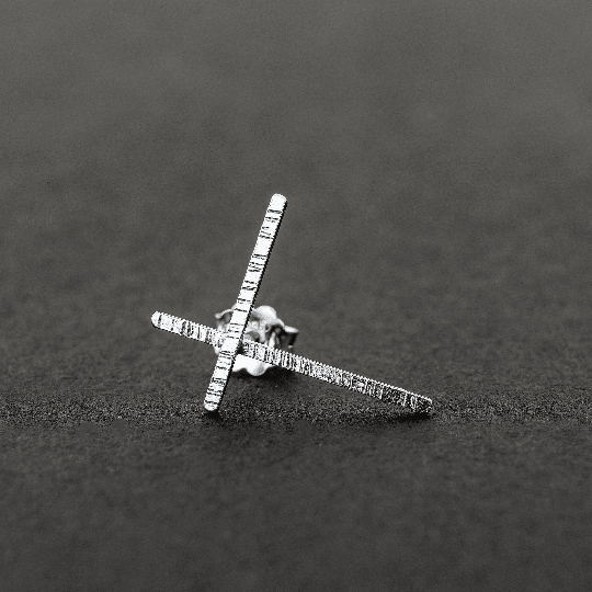 Ανδρικό σκουλαρίκι pin σταυρός - Emmanuela - handcrafted for you®