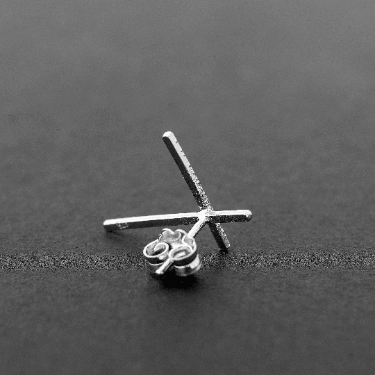 Ανδρικό σκουλαρίκι pin σταυρός - Emmanuela - handcrafted for you®