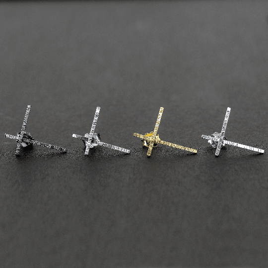 Ανδρικό σκουλαρίκι pin σταυρός - Emmanuela - handcrafted for you®