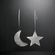 Ανόμοια κρεμαστά σκουλαρίκια "αστέρι & φεγγάρι" από ασήμι 925 - κοσμήματα emmanuela
