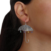 Ανόμοια κρεμαστά σκουλαρίκια "ομπρέλα & σύνεφο" από ασήμι 925 - κοσμήματα emmanuela