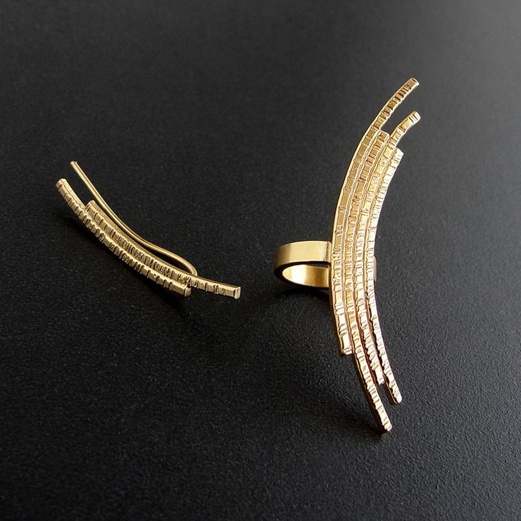 Ανόμοια σκουλαρίκια cuff & pin από ασήμι 925 - κοσμήματα emmanuela