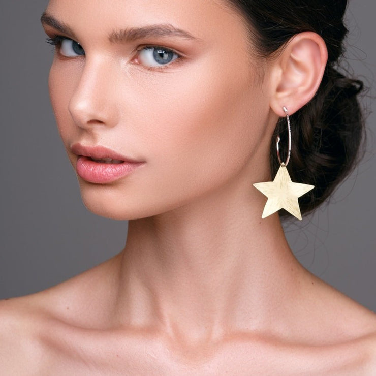 Ανόμοια σκουλαρίκια κρίκοι "αστέρι & φεγγάρι" από ασήμι 925 - κοσμήματα emmanuela