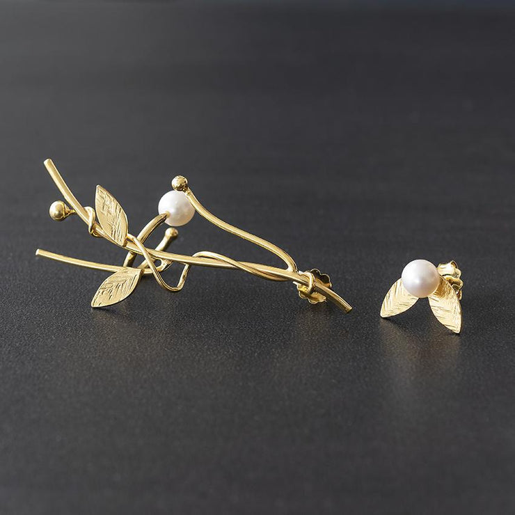 Ανόμοια σκουλαρίκια με μαργαριτάρια από ασήμι 925 - κοσμήματα emmanuela
