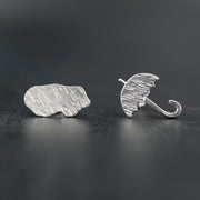 Ανόμοια σκουλαρίκια "ομπρέλα - σύννεφο" από ασήμι 925 - κοσμήματα emmanuela